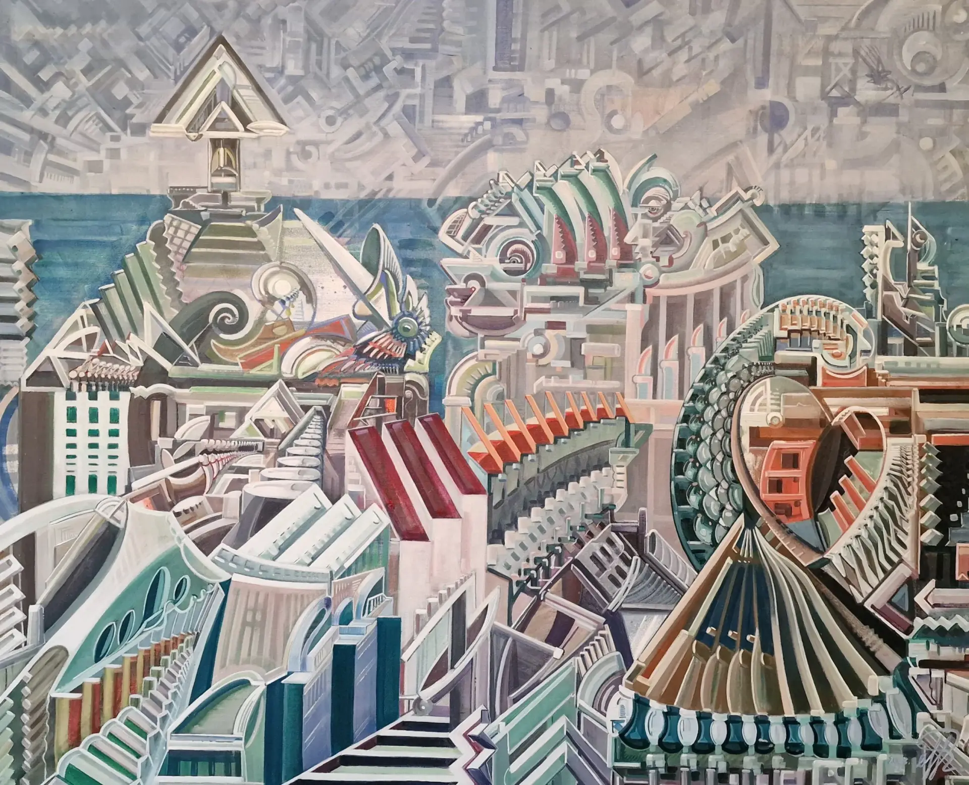Imaginary City II Eric Hubbes Acrylic Paintings on canvas, New Art Fantastic Worlds