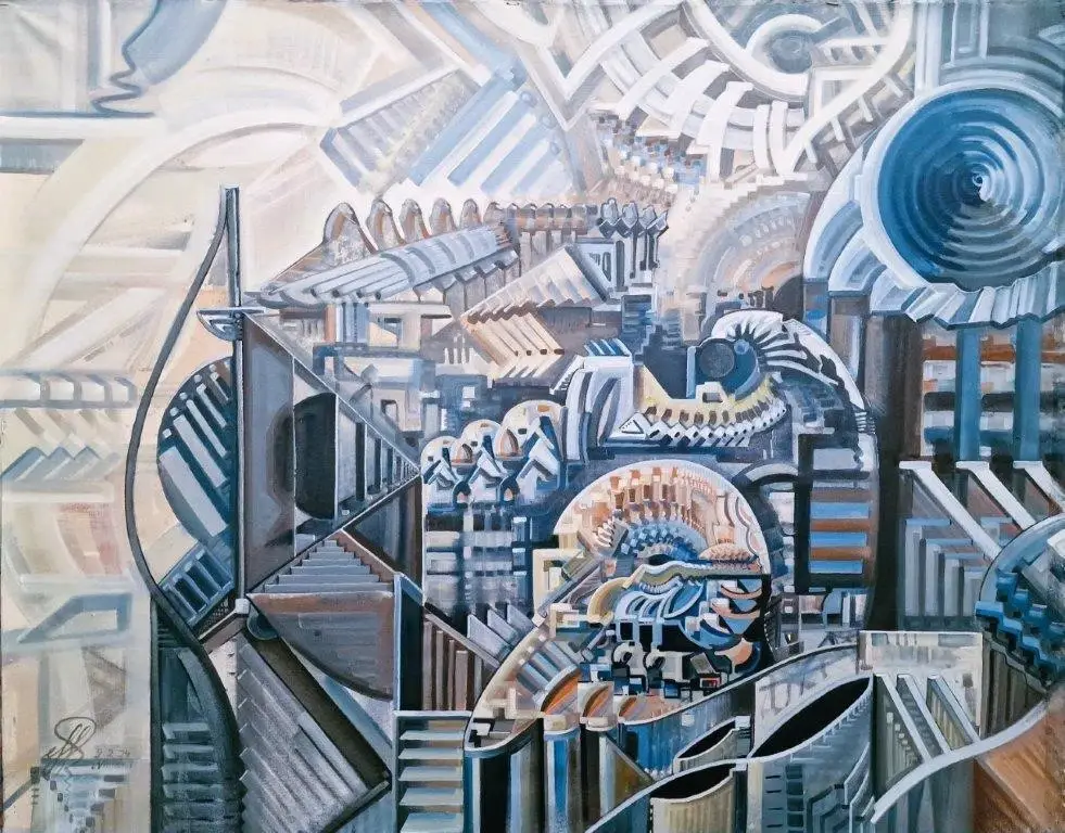 Imaginary City I Eric Hubbes Acrylic Paintings on Canvas New Art Fantastic Worlds