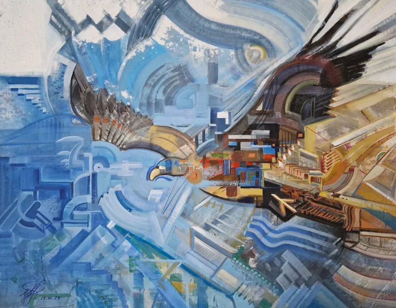 Einer flog durch das tiefe Blau